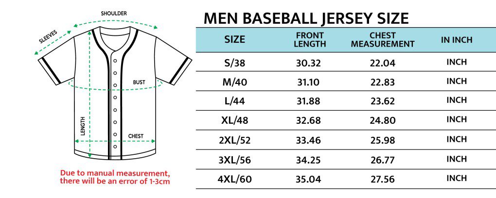 MLB Men Baseball Jersey Size